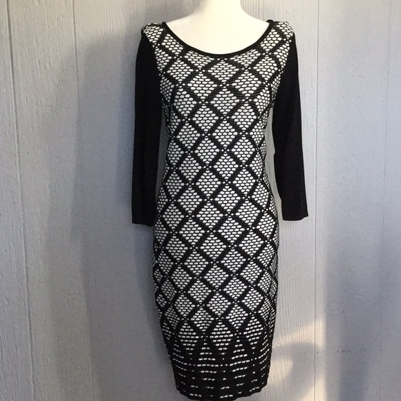 Ivanka Trump Dresses & Skirts - Ivanka Trump Black & White Fitted Knit Dress